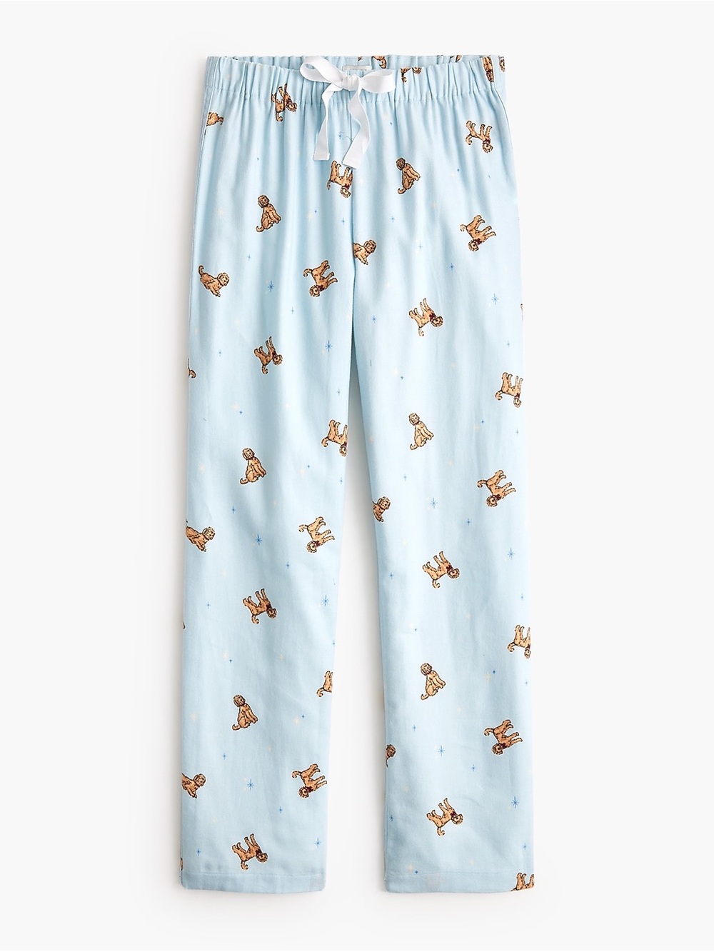 J. Crew Light Blue Flannel Pajama Pants with Golden Doodle Dog Print Small